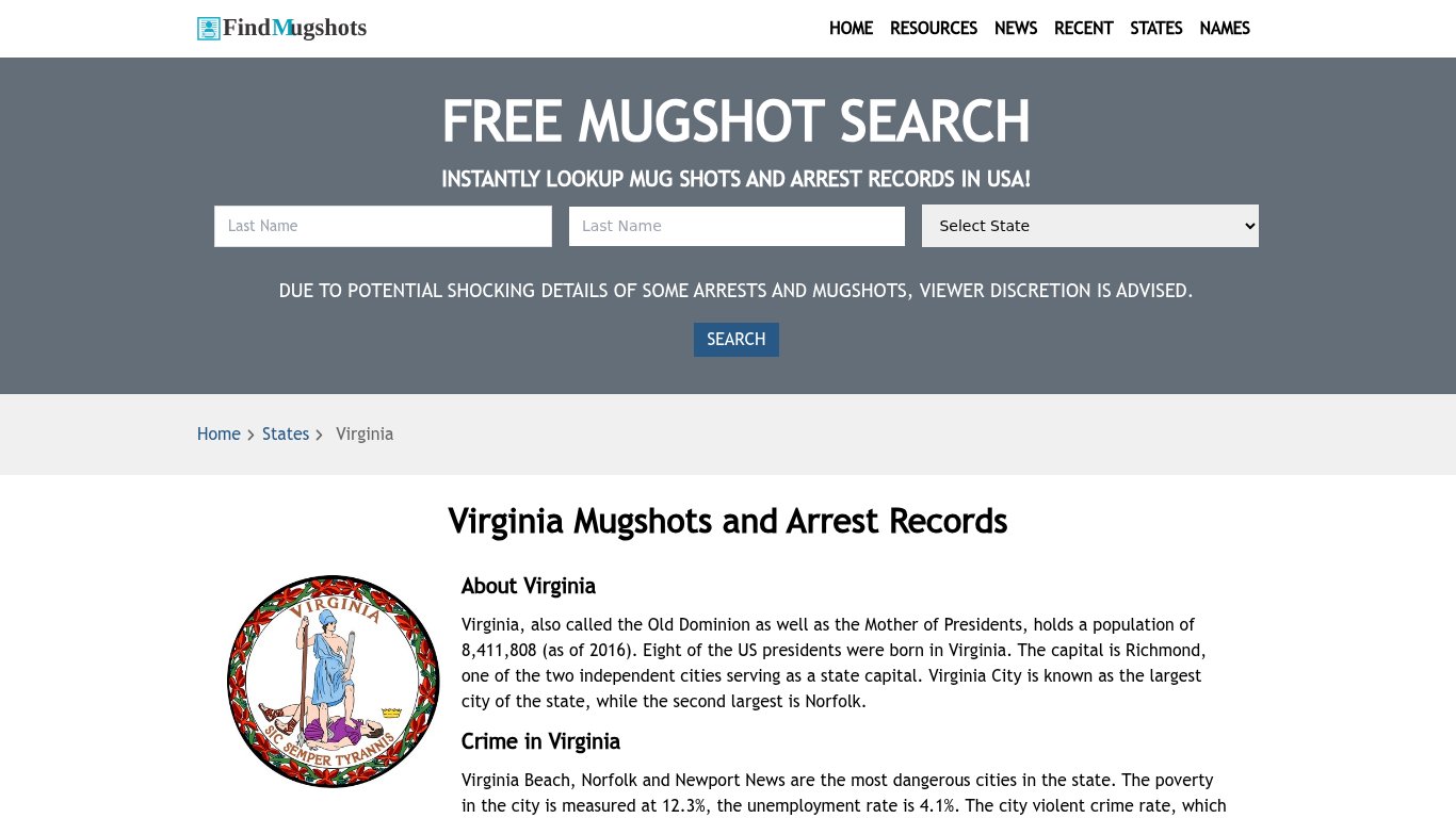 Find Virginia Mugshots - Find Mugshots