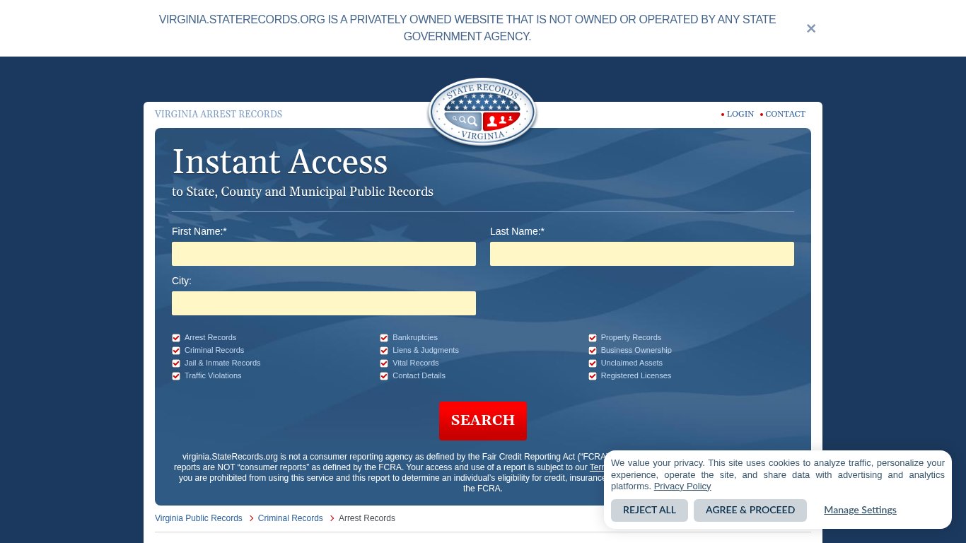 Virginia Arrest Records | StateRecords.org